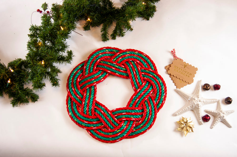Christmas Swirl Sailors Wreath - Dory Red